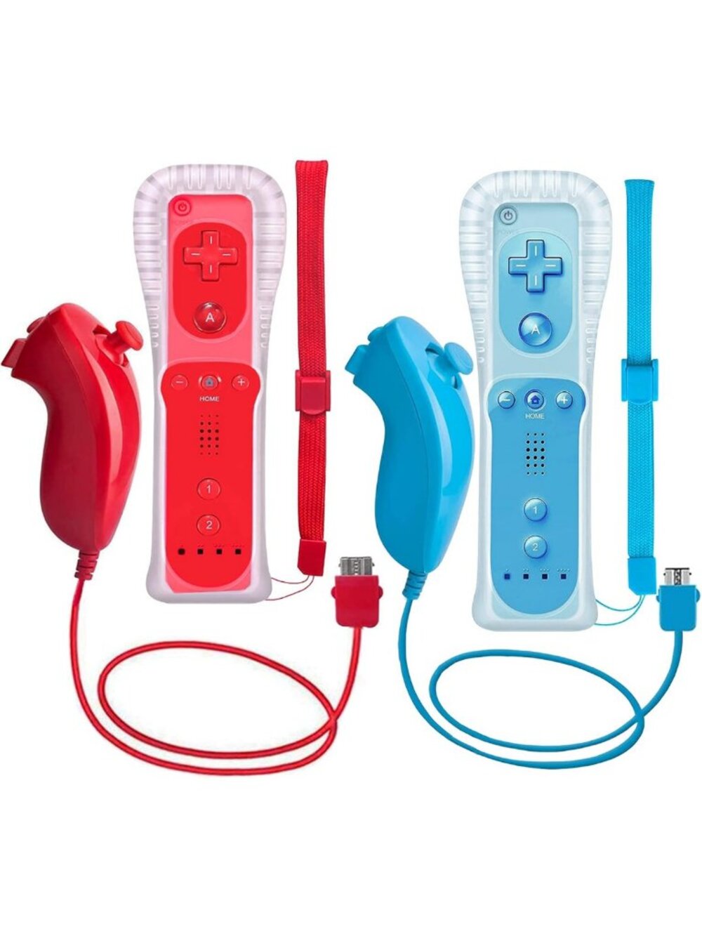 2-Pack Wii Controller & Nunchuck Set for Wii/Wii U - Silicone Case & Wrist Strap